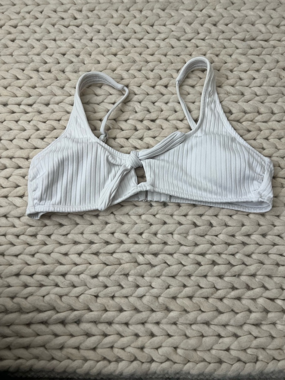 Xhilaration White Ribbed Knot Bralette